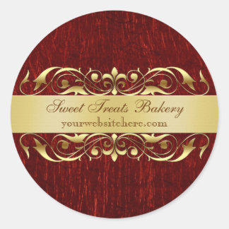 Red Metallic Rulla Cuppie Baking Label Sticker Runt Klistermärke