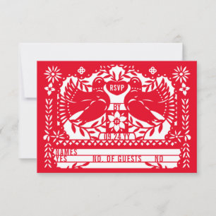 Red Mexican Fantail Doves Papel Picado OSA Inbjudningar