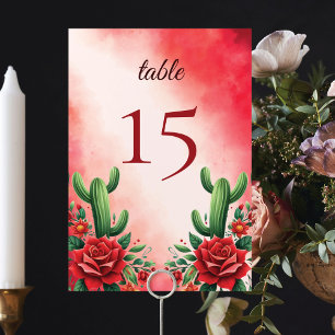Red Mexican Stil Quinceañera Bordsnummer
