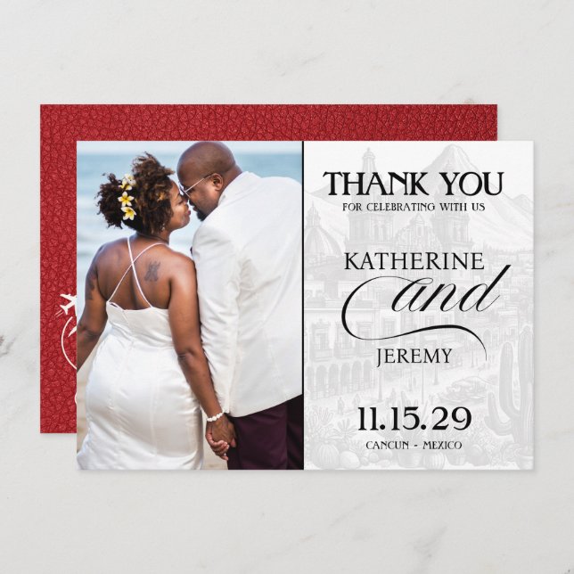 Red Mexico Passport Tack Kort (Fram/baksida)