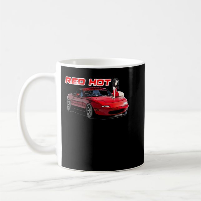 Red Mia a MX 5 med animerad tjej Classic Kaffemugg (Vänster)