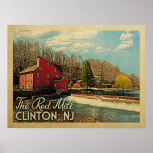 Red Mill Clinton New jersey Vintage resor Poster