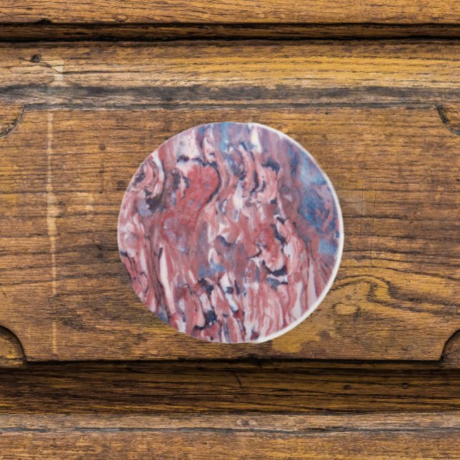 Red Mineral Stone Abstrakt Mönster Knopp (In Situ)
