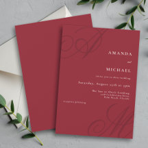 Red Minimal Elegant Calligraphy Monogram Bröllop