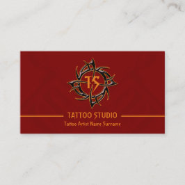 Red Minimal Modern Tattoo Studio Visitkort