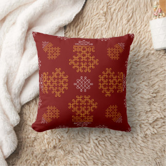 Red Minimal South Indian Kolam Design Kudde