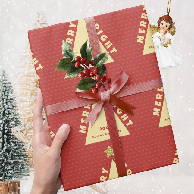 Red Minimalist Christmas Tree Pattern Presentpapper (Red Minimalist Christmas Tree Pattern Wrapping Paper ©Susanne Sachers - Sunny Mind 🌞)