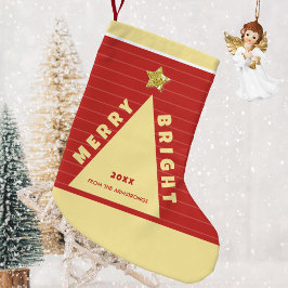 Red Minimalist Christmas Tree Stocking Liten Julstrumpa