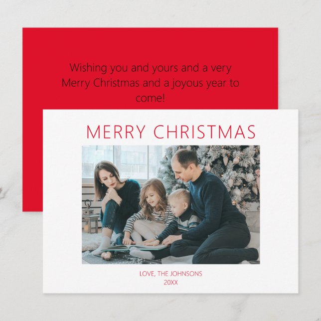 Red Minimalist GOD JUL Julkort (Fram/baksida)