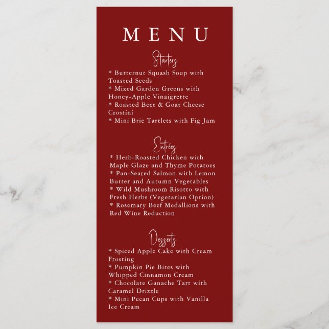 Red Minimalist Modern Wedding Menu Meny (Framsida)