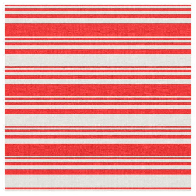 Red & Mint Cream Lined Mönster Tyg (Närbild)