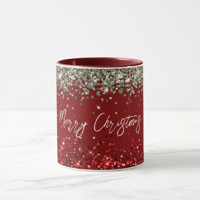 Red Mint Grönt Glitter Gnistra jul Mugg (Center)