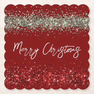 Red Mint Grönt Glitter Gnistra jul Underlägg Papper