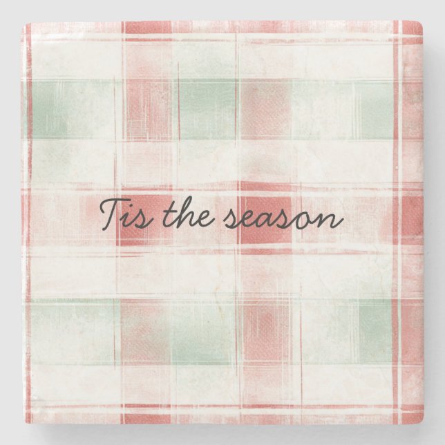 Red Mint Peppermint Mocha Plaid Stripes Christmas Stenunderlägg (Framsidan)