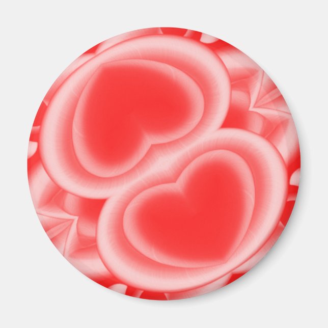Red Mirrored Hearts Magnet (Framsidan)