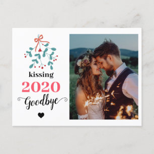 Red Mistletoe Kiss Adjö till 2020 Do-over Funny Helg Vykort