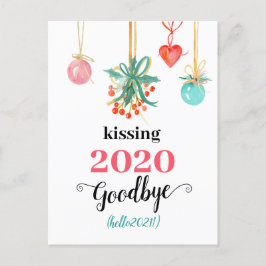 Red Mistletoe Kiss Adjö till 2020 Do-over Funny Helg Vykort