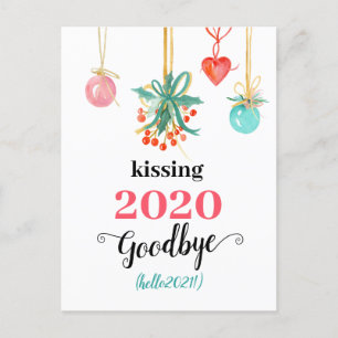 Red Mistletoe Kiss Adjö till 2020 Do-over Funny Helg Vykort