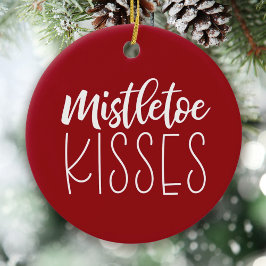 Red Mistletoe Kisses Newlaps Photo jul Julgransprydnad Keramik