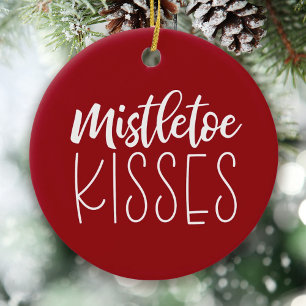 Red Mistletoe Kisses Newlaps Photo jul Julgransprydnad Keramik