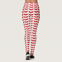 Red Mistletoes on White Background jul Leggings