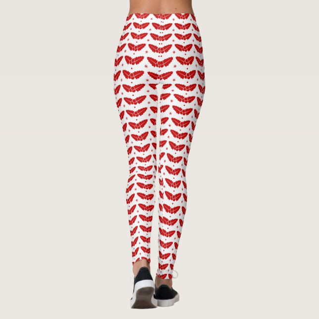 Red Mistletoes on White Background jul Leggings (Baksida)