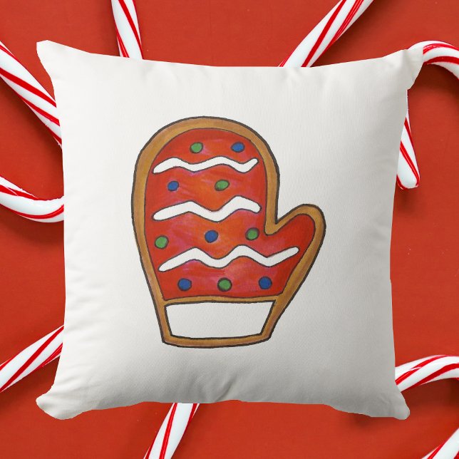 Red Mitten jul Sugar Cookie Helgdag Baking Kudde (Mitten pillow)
