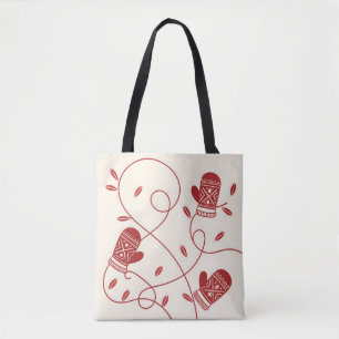 Red Mitten Tote Tygkasse