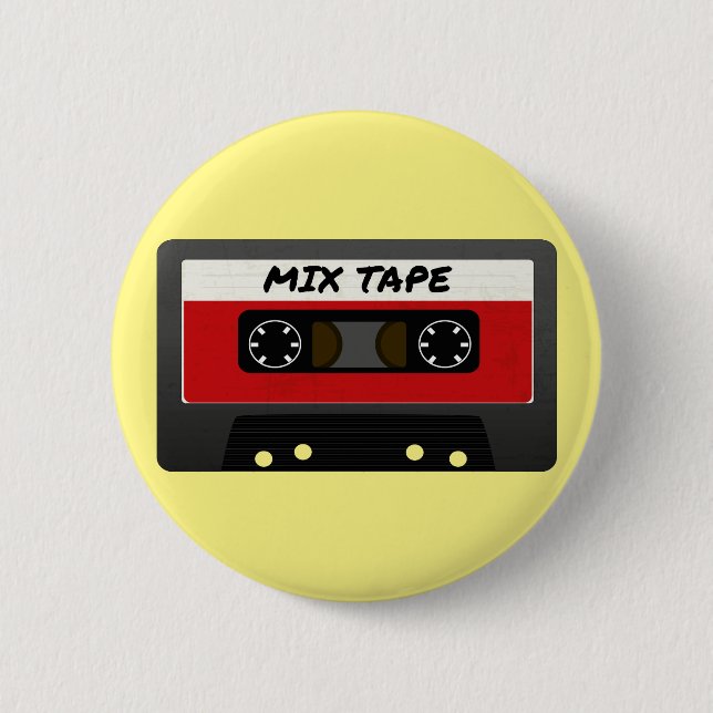 Red Mix Tape - 80s och 90s Retro Inspired Gift Knapp (Framsida)