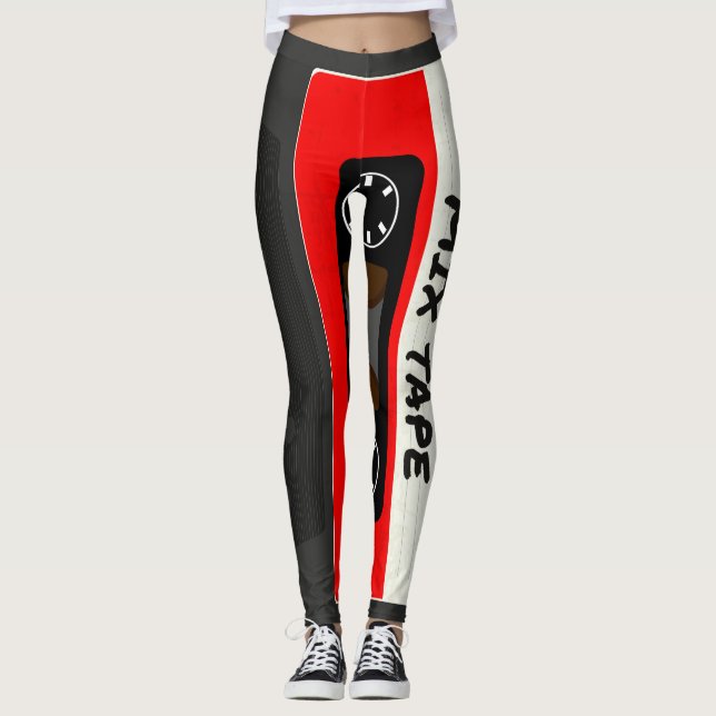 Red Mix Tape - 80s och 90s Retro Inspired Gift Leggings (Framsida)