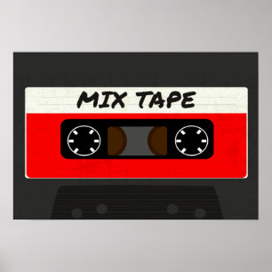 Red Mix Tape - 80s och 90s Retro Inspired Gift Poster
