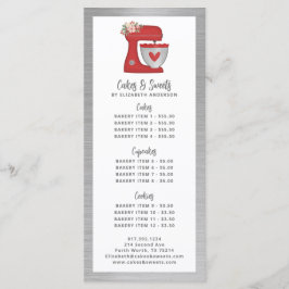 Red Mixer Bakery Pastry Chef Dessert Menu Meny