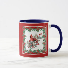 Red Mockingbird Poinsettia Gräns Elegant Mugg