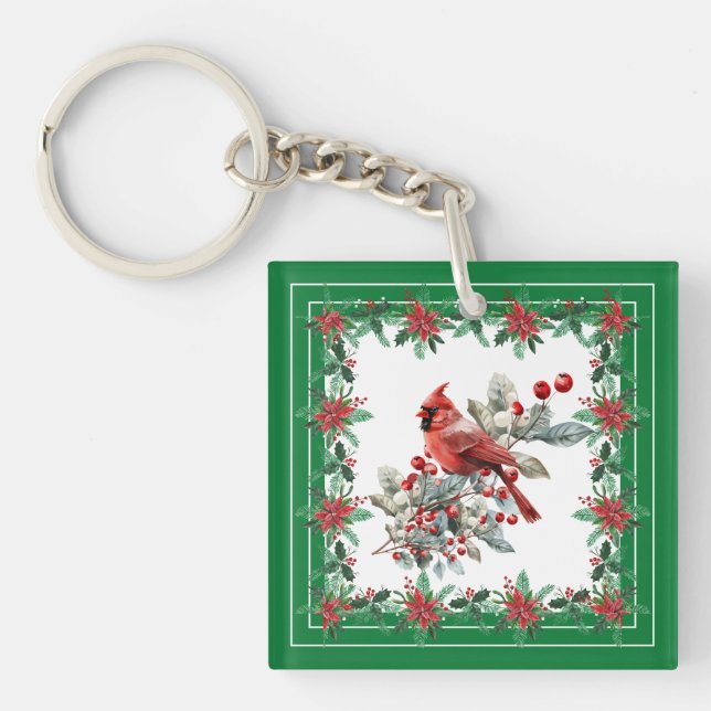 Red Mockingbird Poinsettia Gräns Grönt (Framsidan)