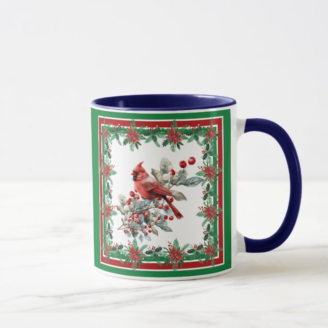 Red Mockingbird Poinsettia Gräns Red Grönt Mugg (Höger)