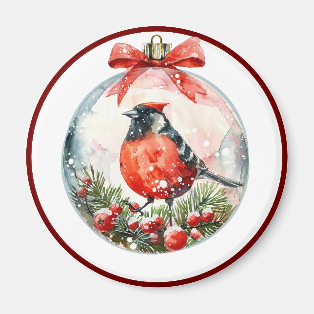 Red Mockingbird Winter Ligcape Magnet (Framsidan)