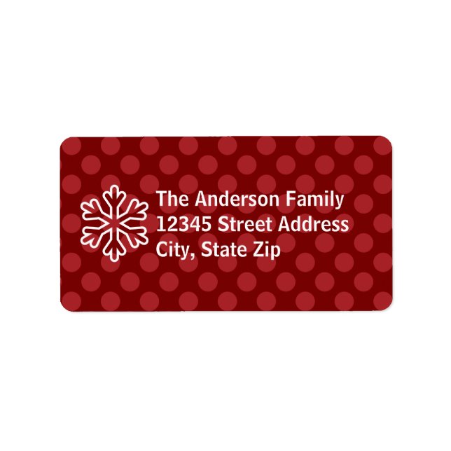Red Mod Dots Snowflake - adressetikett (Framsidan)