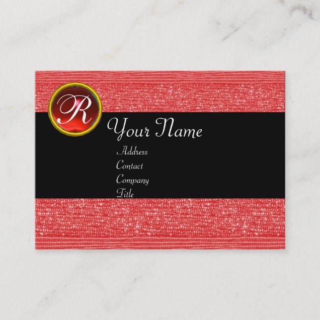 RED MODE PÄRLOR RUBY GEM MONOGRAM VISITKORT (Framsida)