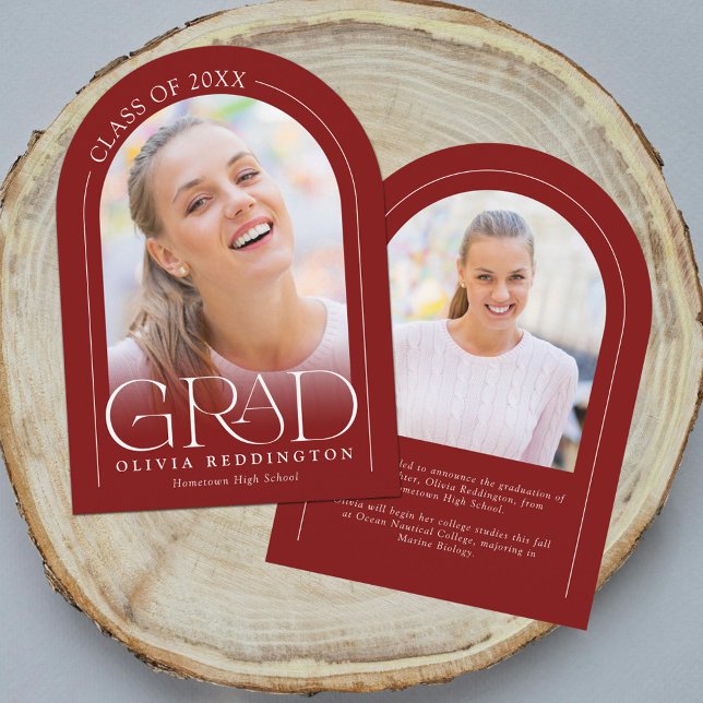 Red Modern Arch 2 Photo Studenten annons Inbjudningar (Skapare uppladdad)