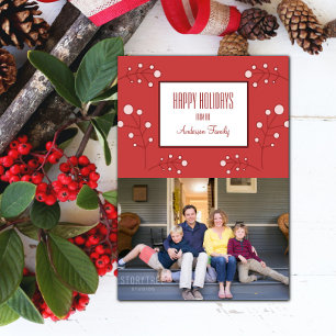 Red Modern Berry Helgdag Photo Card Inbjudningar