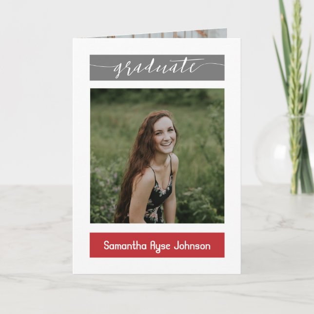 Red Modern Block 5-Photo Studenten Inbjudan (Framsida)