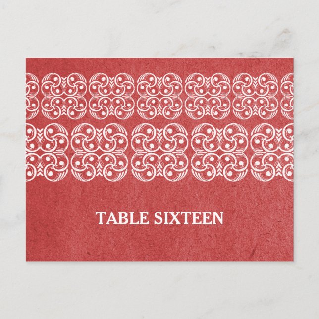 Red Modern Bohemian Bordsnummer Postcard (Framsida)