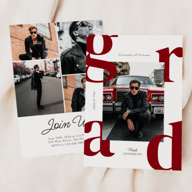 Red Modern Bold Class från 2024 Studenten Inbjudningar (Skapare uppladdad)