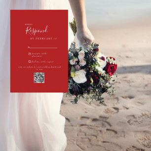 Red Modern Bröllop QR Code OSA Kort