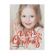 Red Modern Calligraphy God jul Photo