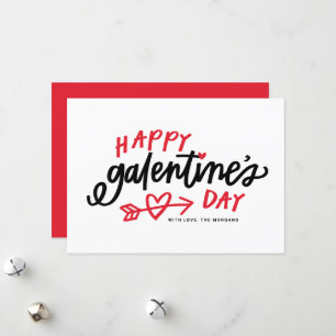 Red Modern Calligraphy Lycklig Galentine's Day Julkort