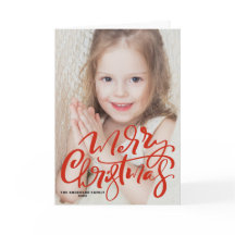 Red Modern Calligraphy Photo God jul