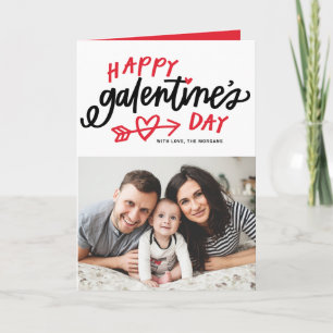 Red Modern Calligraphy Photo Lycklig Galentine's D Helgkort