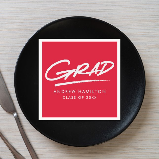 Red Modern Dash Studenten Pappersservett (Skapare uppladdad)