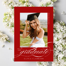 Red Modern Elegant Script Photo Studenten Meddelande